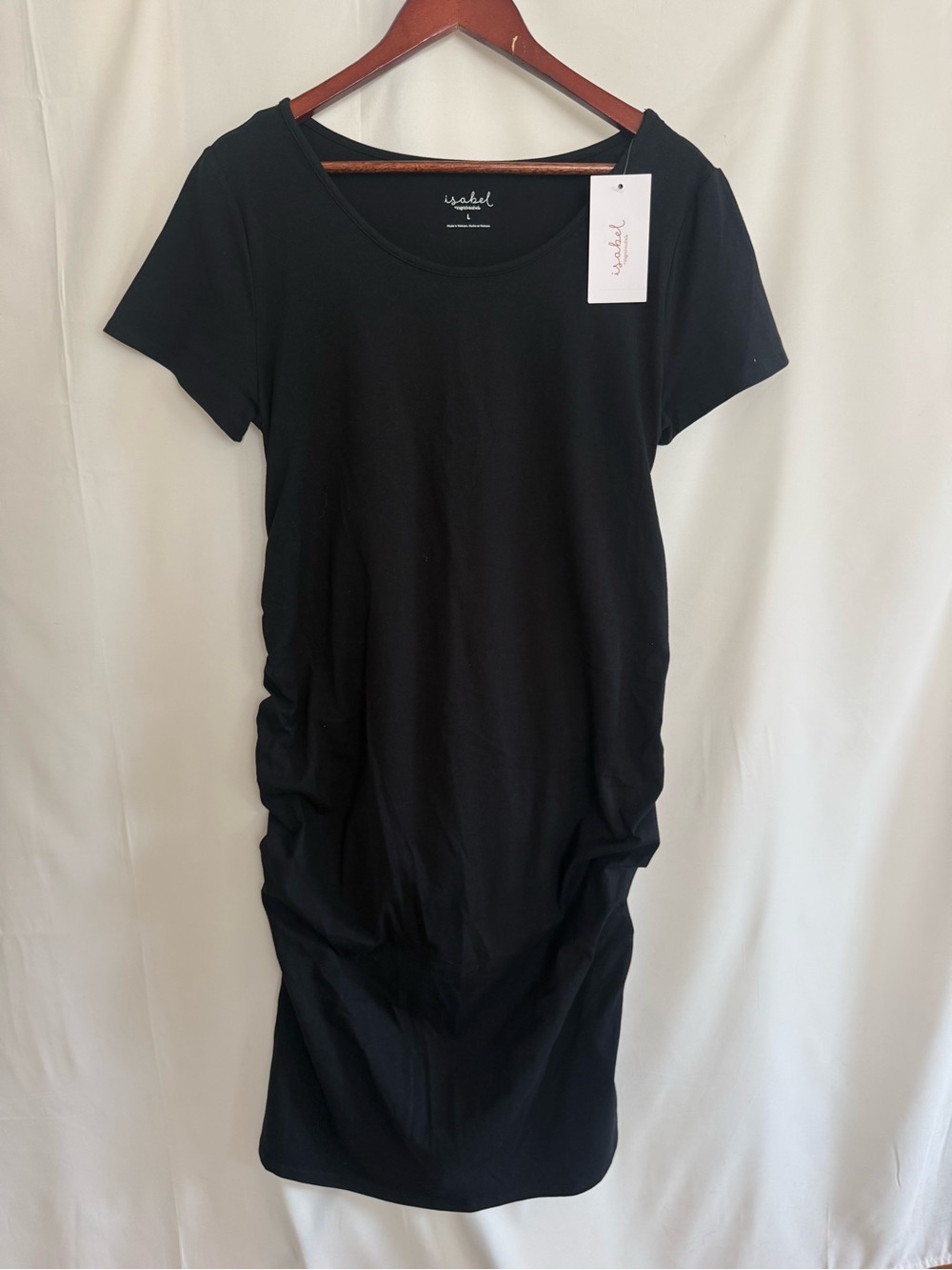 Isabel Maternity by Ingrid and Isabel Black Short-Sleeve Ruched Tee Dress
